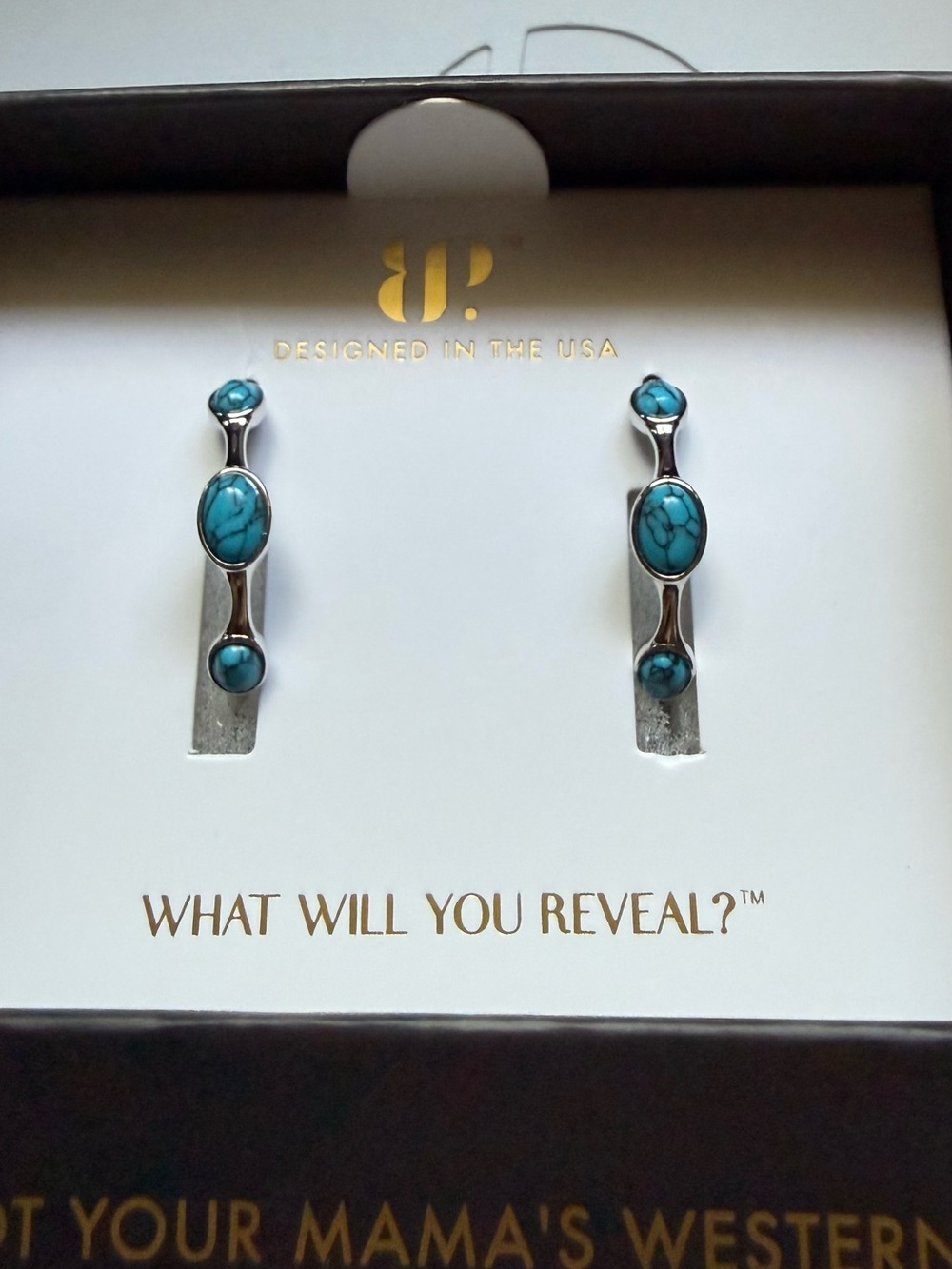 Bomb party Outlaw Turquoise magnesite Stone Silver-Tone Drop Earrings -